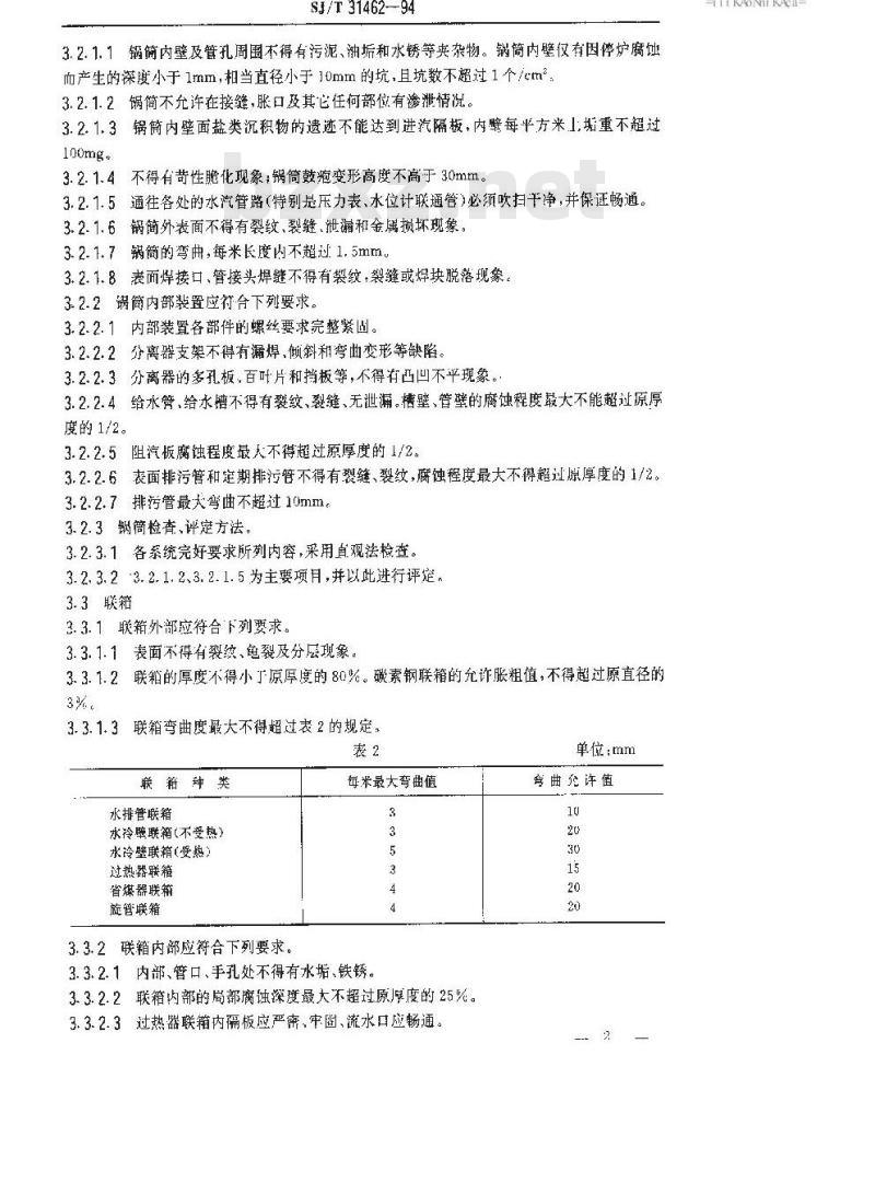 SJ/T 31462-1994 锅炉本体完好要求和检查评定方法