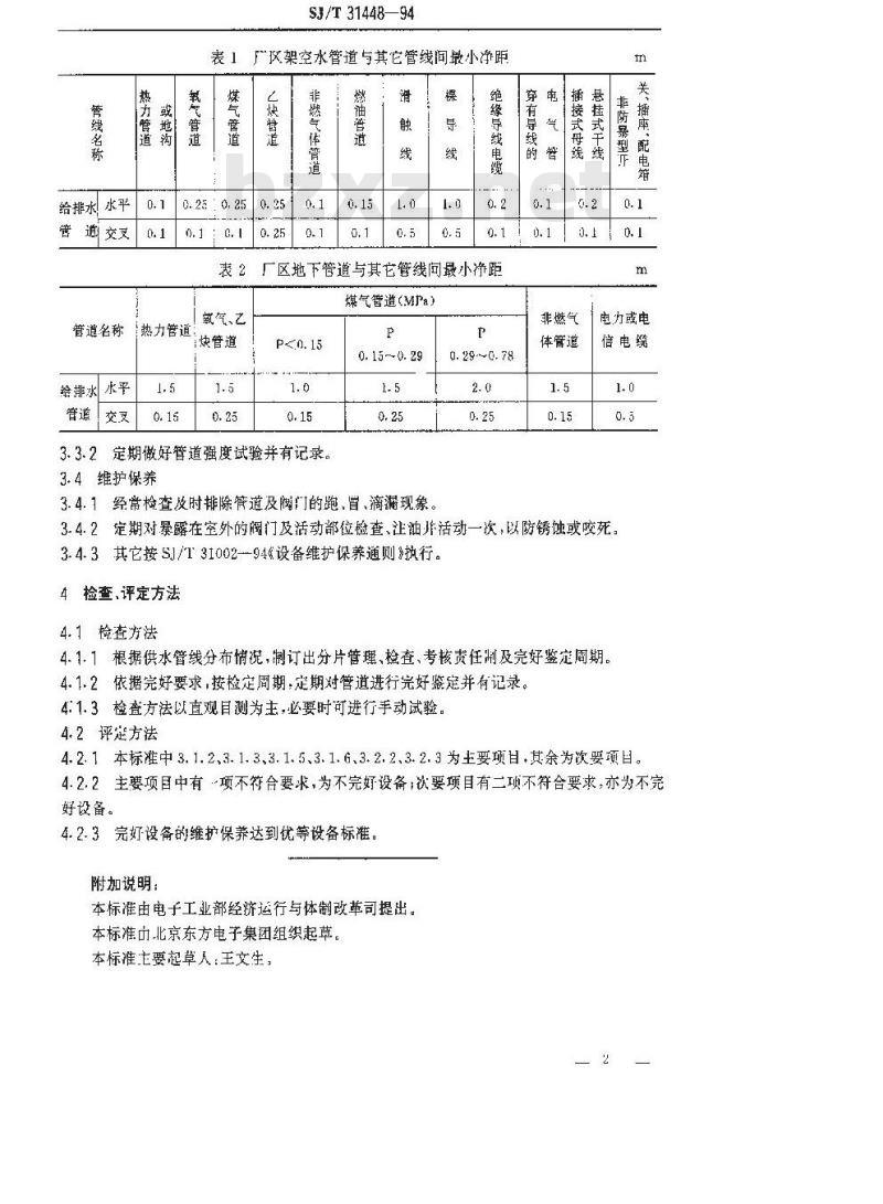 SJ/T 31448-1994 供水管道完好要求和检查评定方法