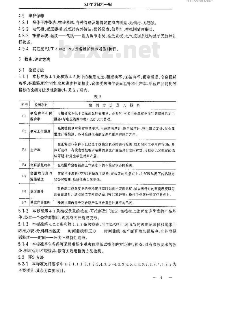 SJ/T 31421-1994 双推板式电热隧道窑完好要求和检查评定方法