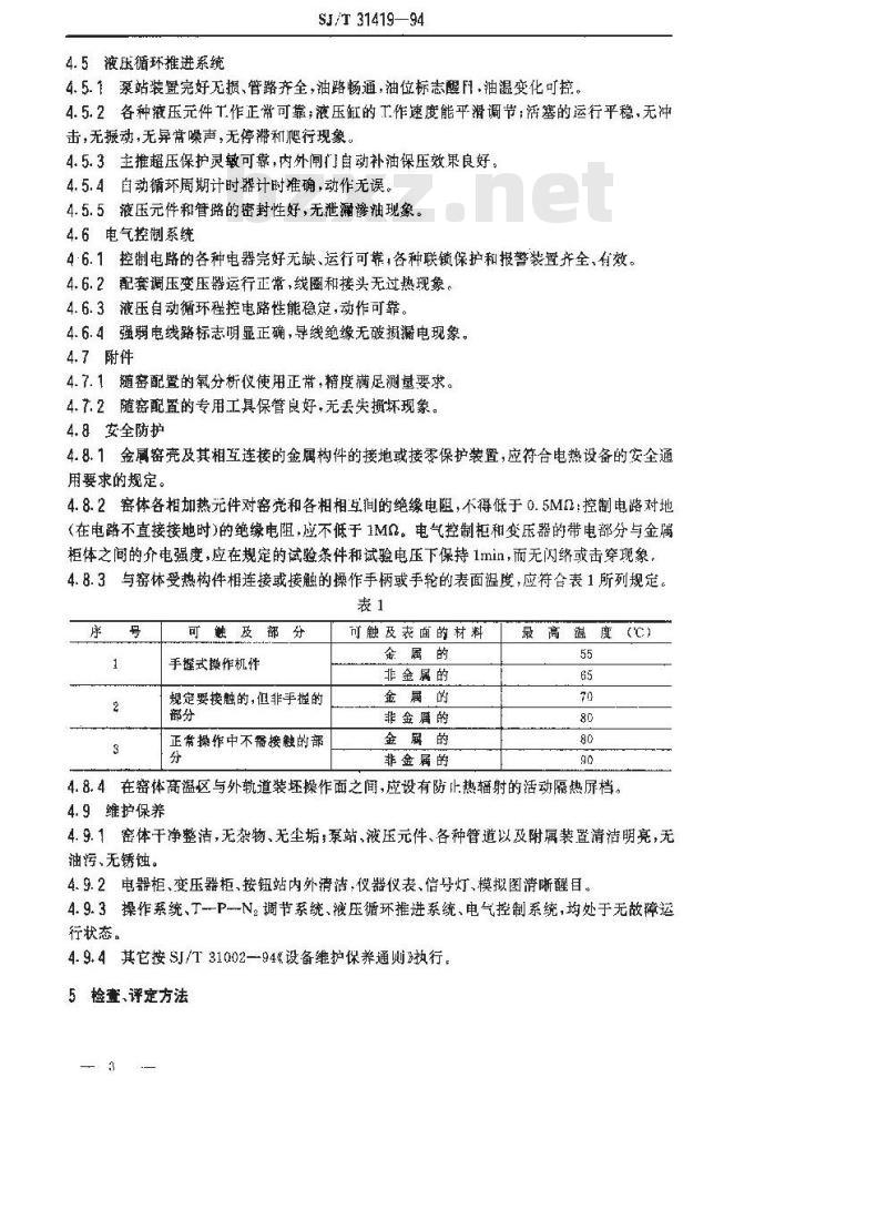 SJ/T 31419-1994 推板式充氮隧道窑完好要求和检查评定方法