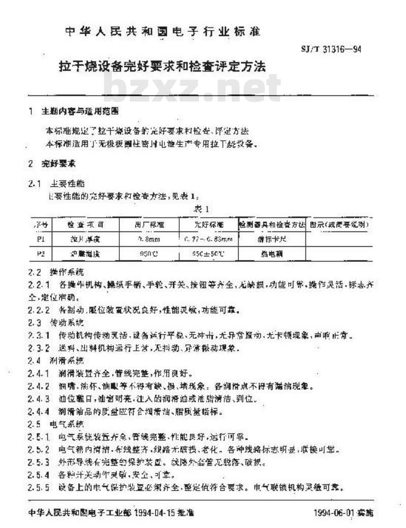 SJ/T 31316-1994 拉干烧设备完好要求和检查评定方法