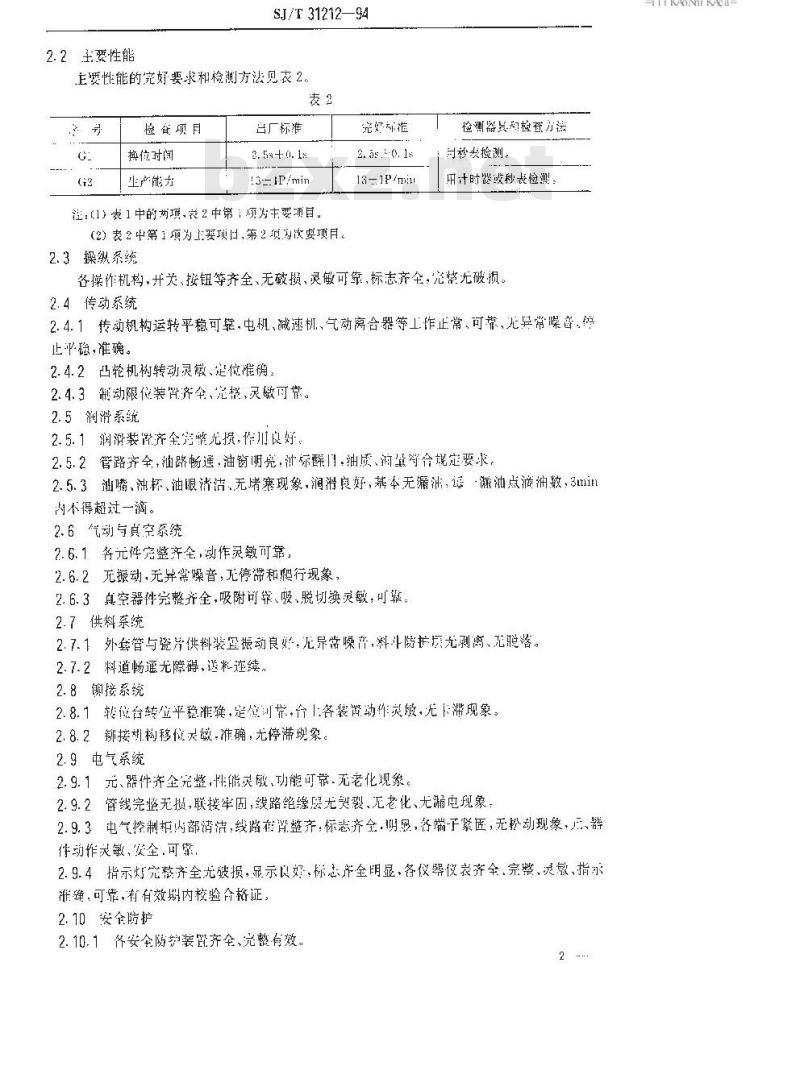 SJ/T 31212-1994 阴极外套管与瓷片铆接机完好要求和检查评定方法
