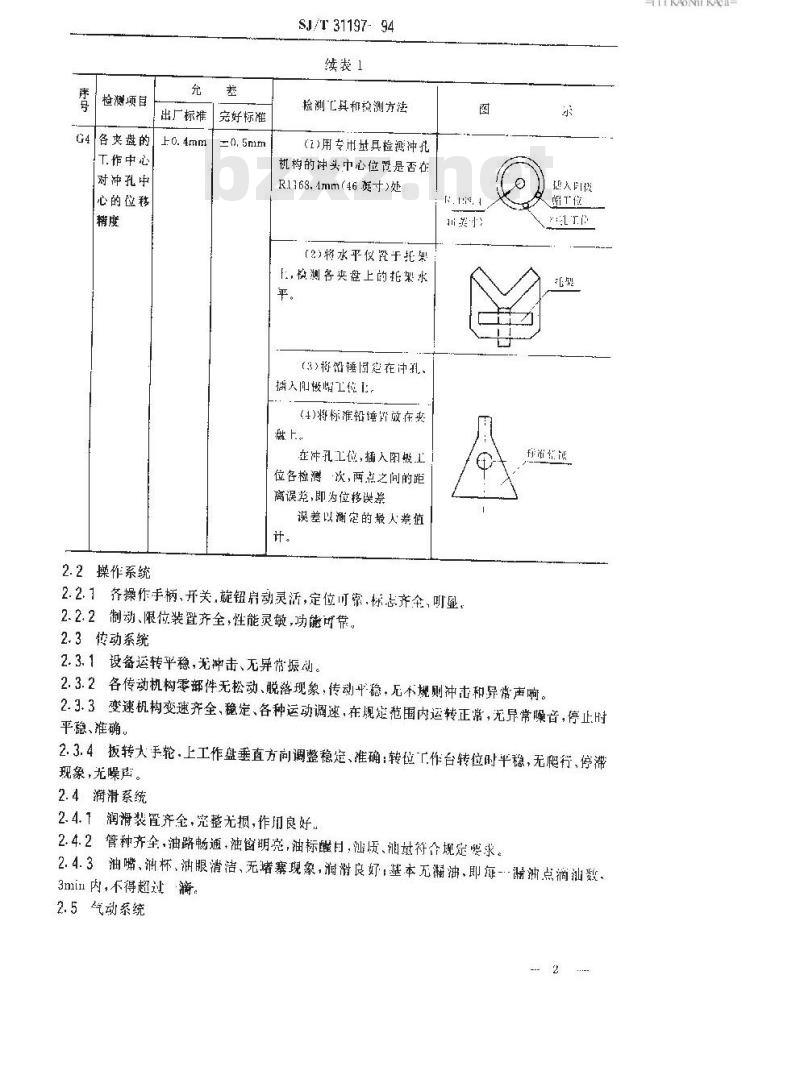 SJ/T 31197-1994 十工位阳极帽封接机完好要求和检查评定方法