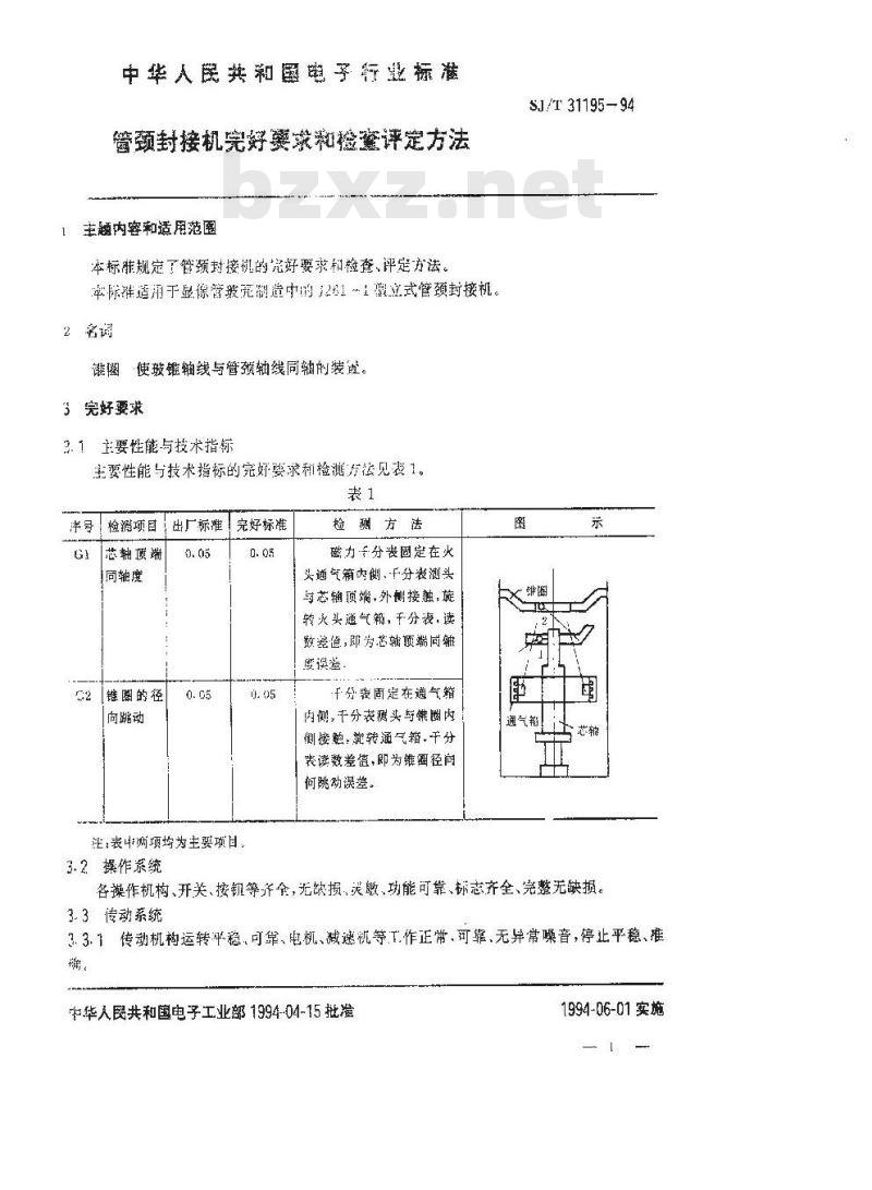 SJ/T 31195-1994 管颈封接机完好要求和检查评定方法