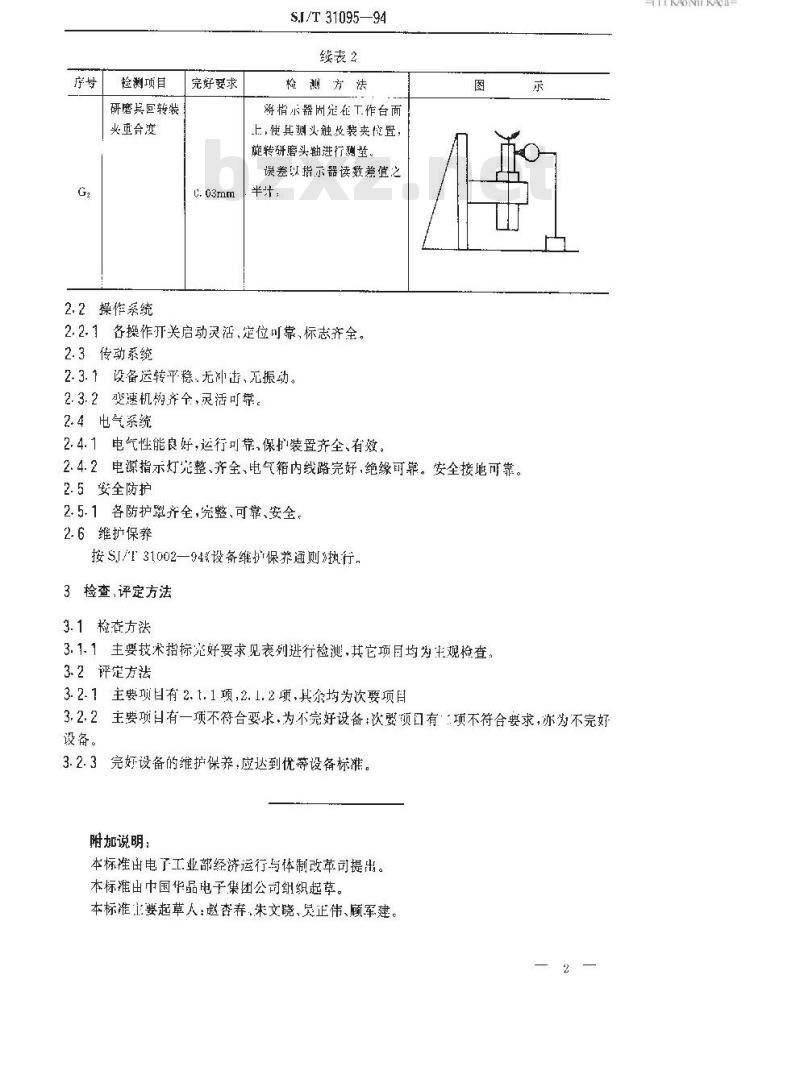 SJ/T 31095-1994 劈刀研磨装置完好要求和检查评定方法