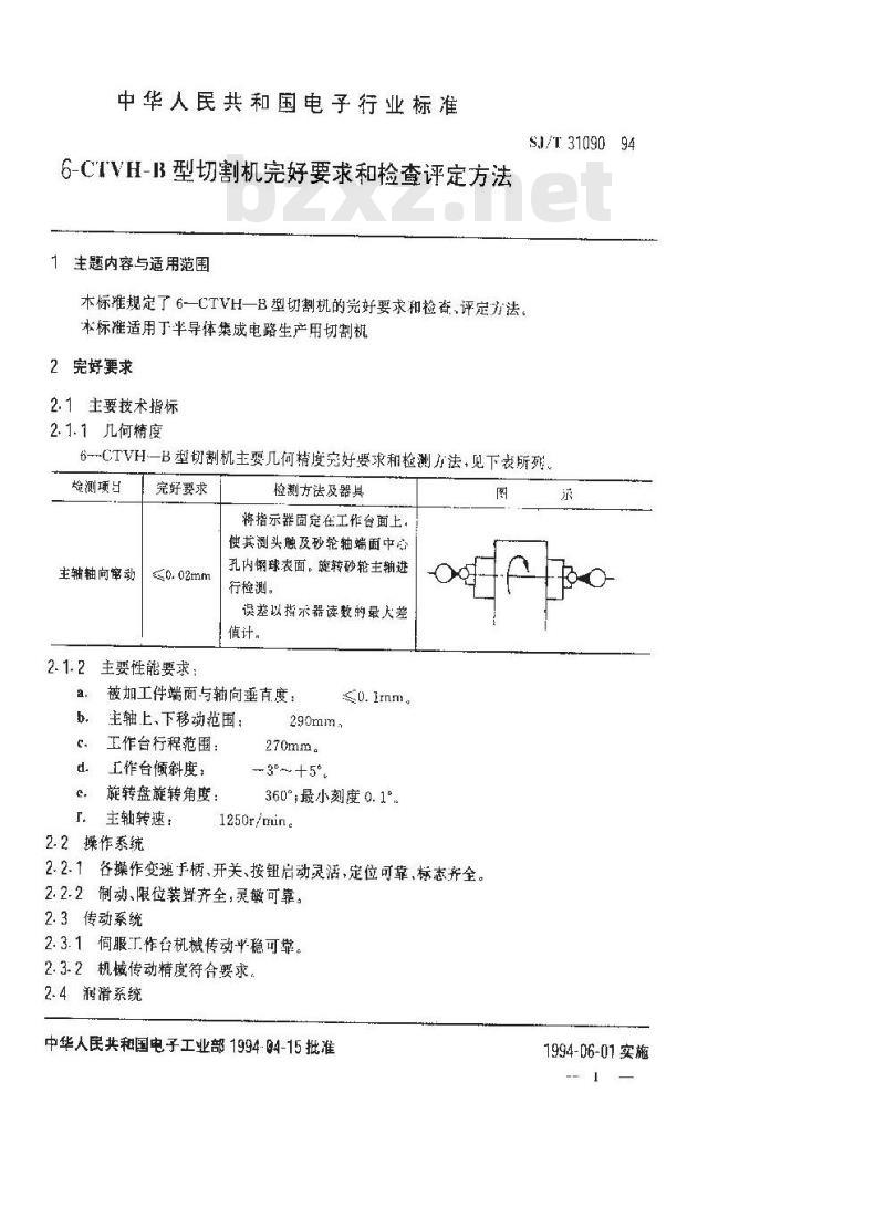SJ/T 31090-1994 6－CTVH－B切割机完好要求和检查评定方法