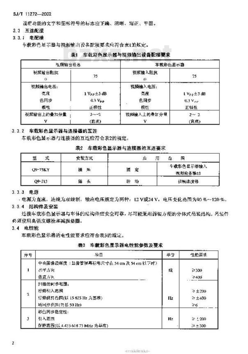 SJ/T 11272-2002 车载彩色显示器通用规范