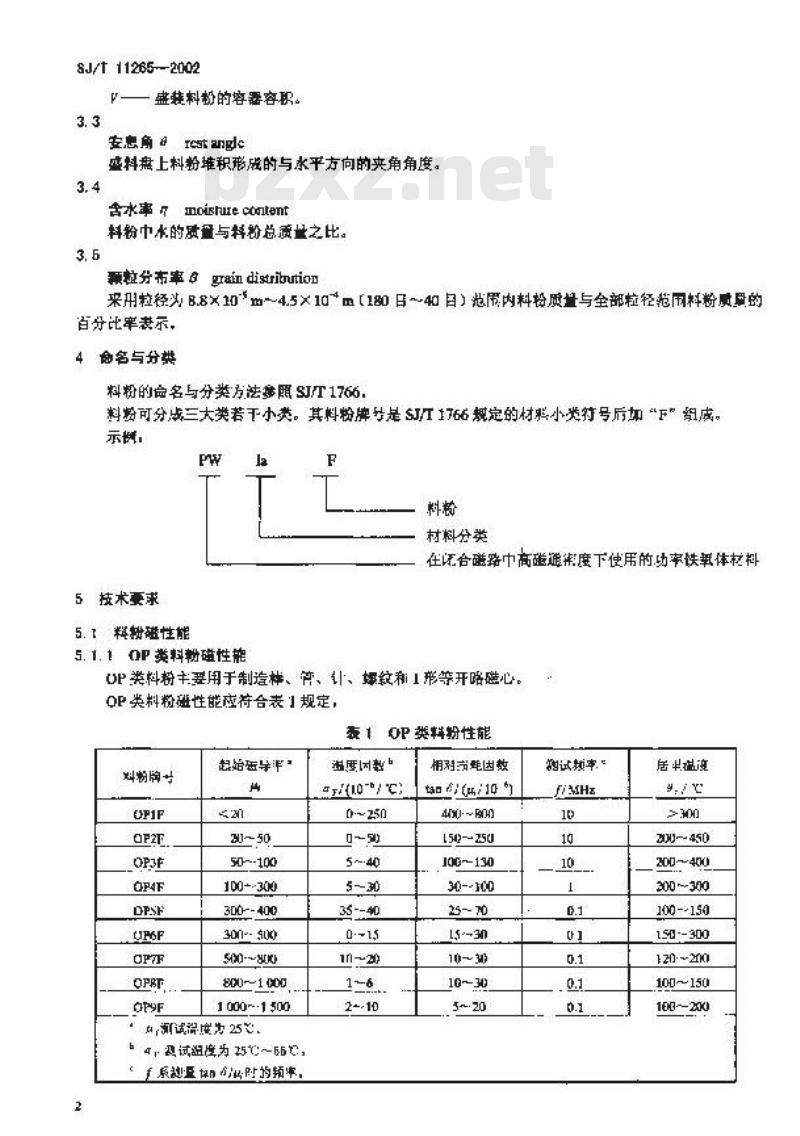 SJ/T 11265-2002 软磁铁氧体料粉