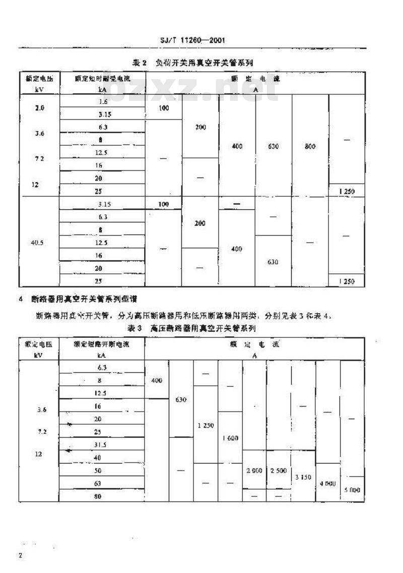 SJ/T 11260-2001 真空开关管系列