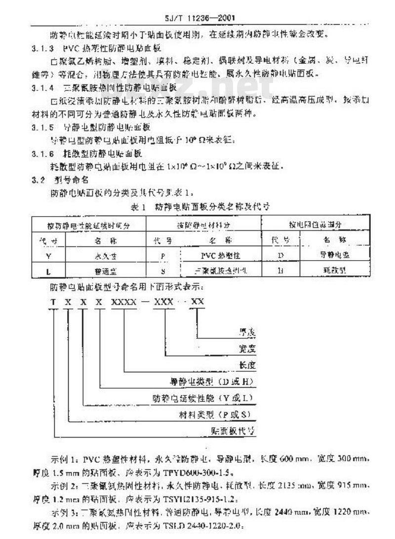 SJ/T 11236-2001 防静电贴面板通用规范