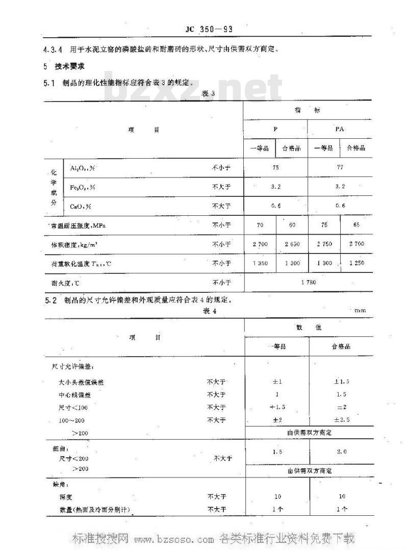 JC 350-1993 水泥窑用磷酸盐结合高铝质砖