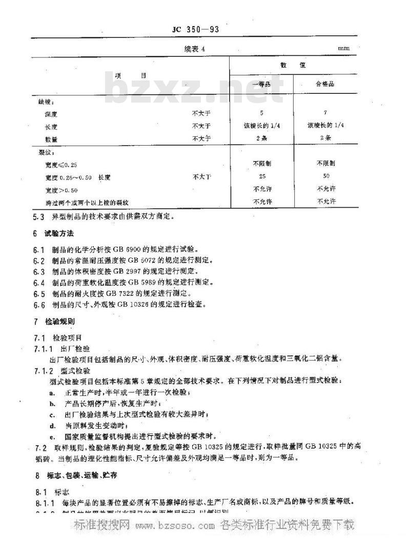 JC 350-1993 水泥窑用磷酸盐结合高铝质砖