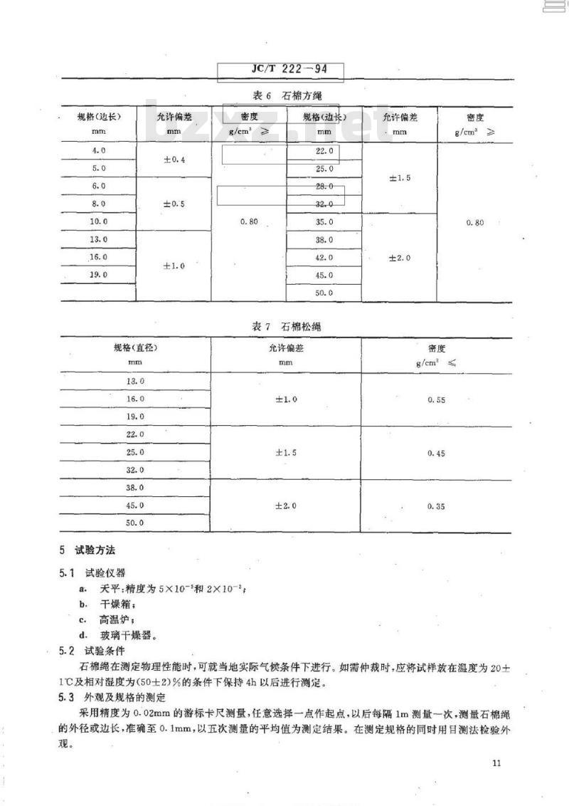 JC/T 222-1994 石棉绳