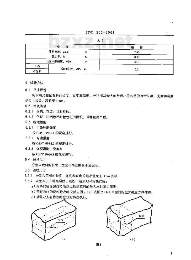 JC/T 202-2001 天然大理石荒材