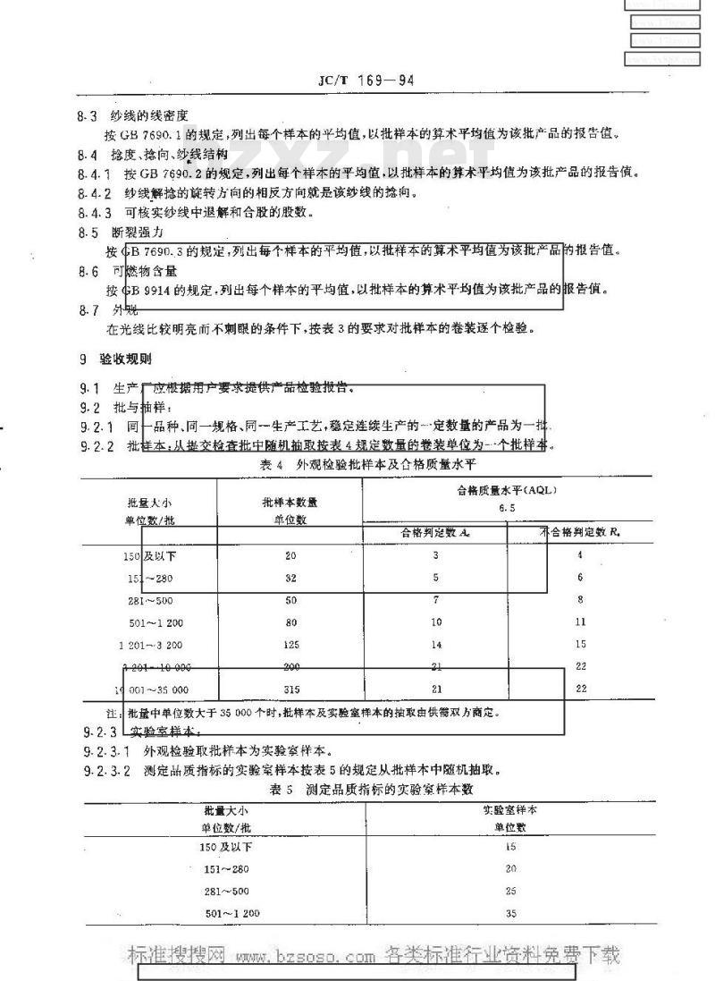 JC/T 169-1994 无碱玻璃纤维纱