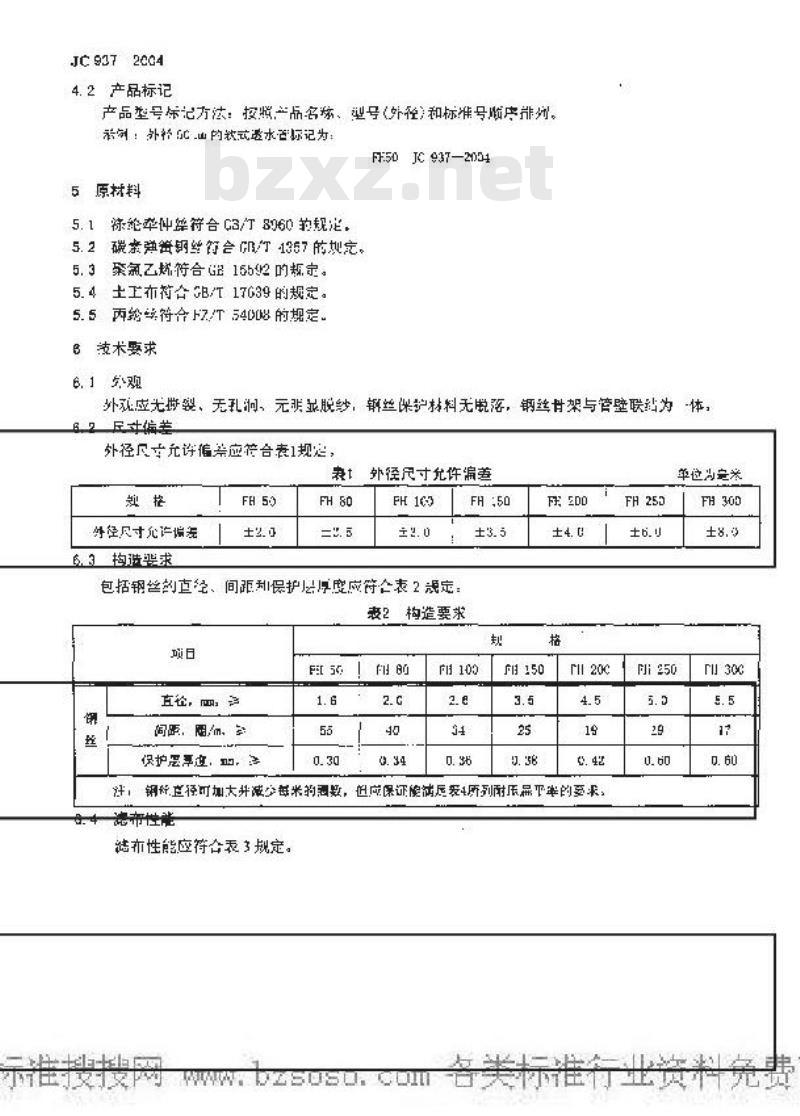 JC 937-2004 软式透水管