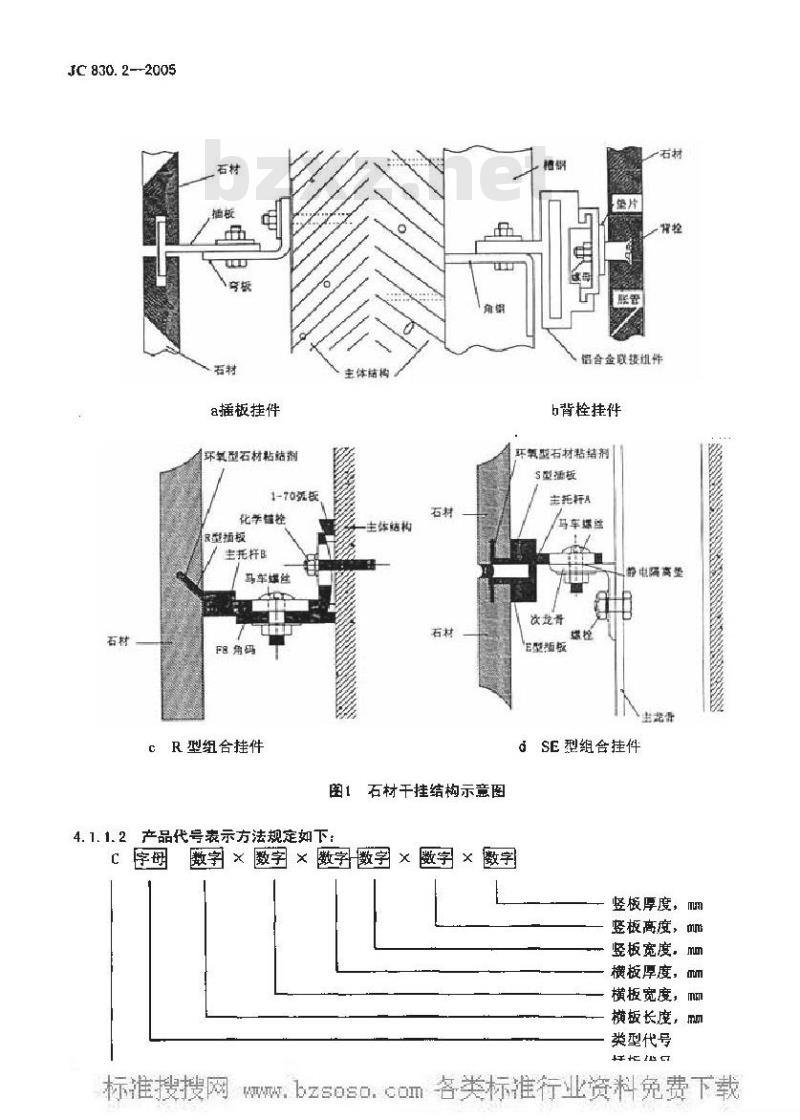 JC 830.2-2005 干挂饰面石材及其金属挂件 第二部分：金属挂件