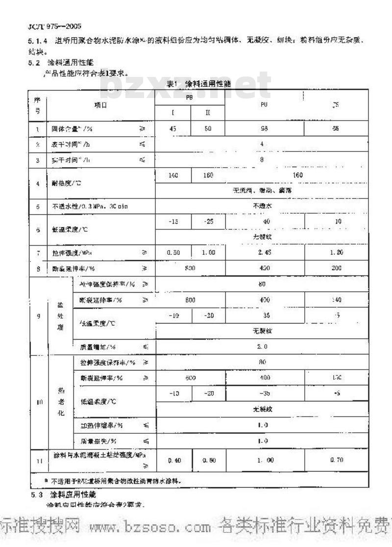 JC/T 975-2005 道桥用防水涂料