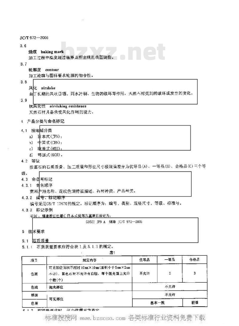JC/T 972-2005 天然花岗石墓碑石