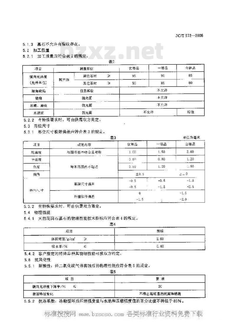 JC/T 972-2005 天然花岗石墓碑石