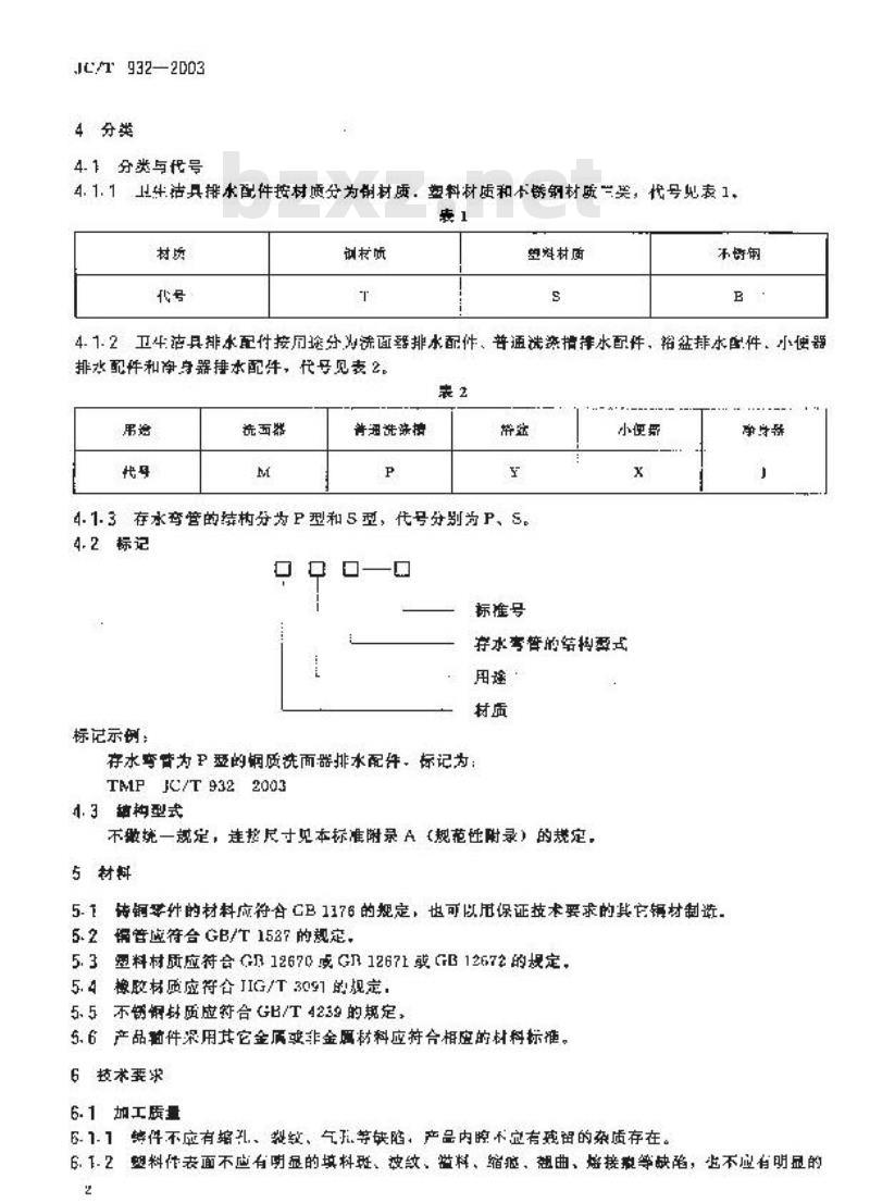 JC/T 932-2003 卫生洁具排水配件