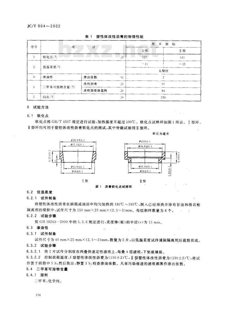 JC/T 904-2002 塑性体改性沥青