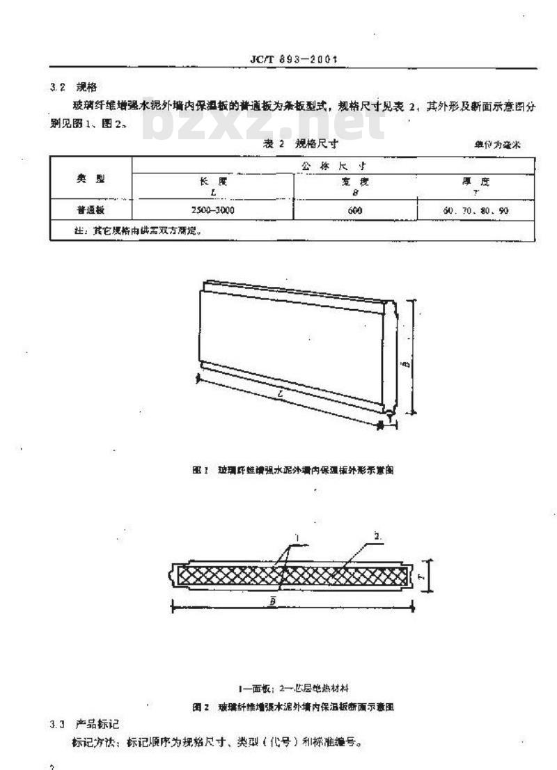 JC/T 893-2001 玻璃纤维增强水泥(GRC)外墙内保温板