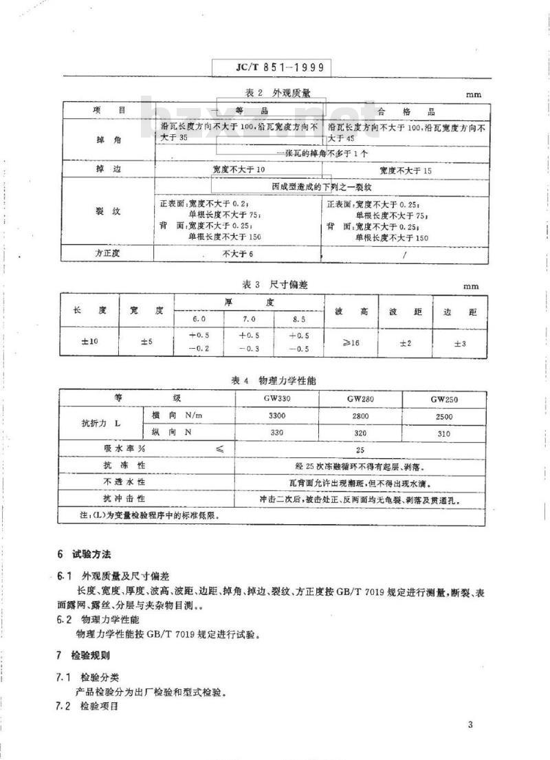 JC/T 851-1999 钢丝网石棉水泥小波瓦