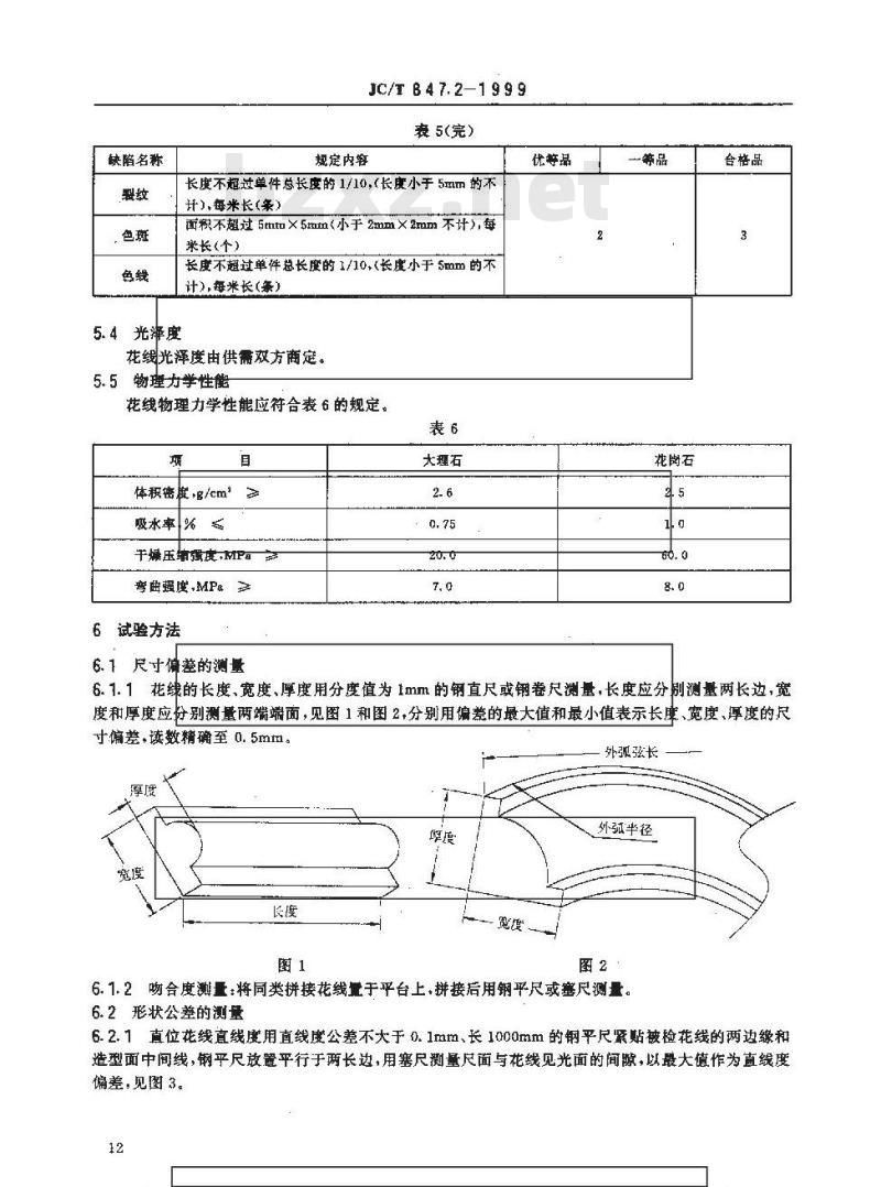 JC/T 847.2-1999 异型装饰石材 第2部分:花线