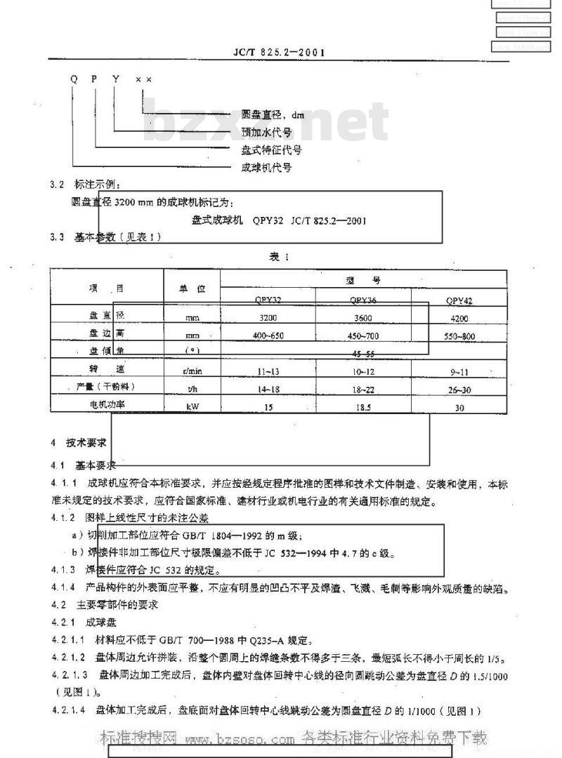 JC/T 825.2-2001 水泥工业用自动控制预加水成球装备盘式成球机