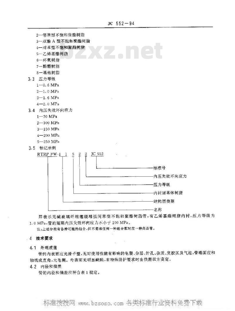 JC 552-1994 纤维缠绕增强热固性树脂压力管