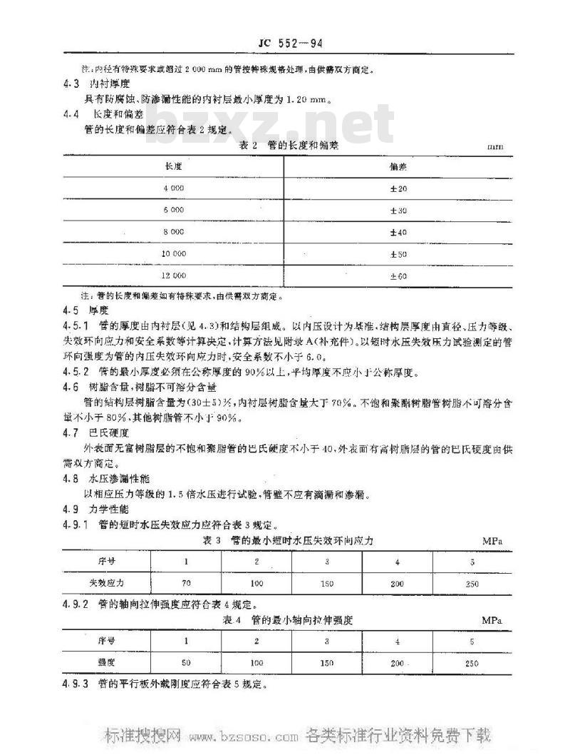 JC 552-1994 纤维缠绕增强热固性树脂压力管