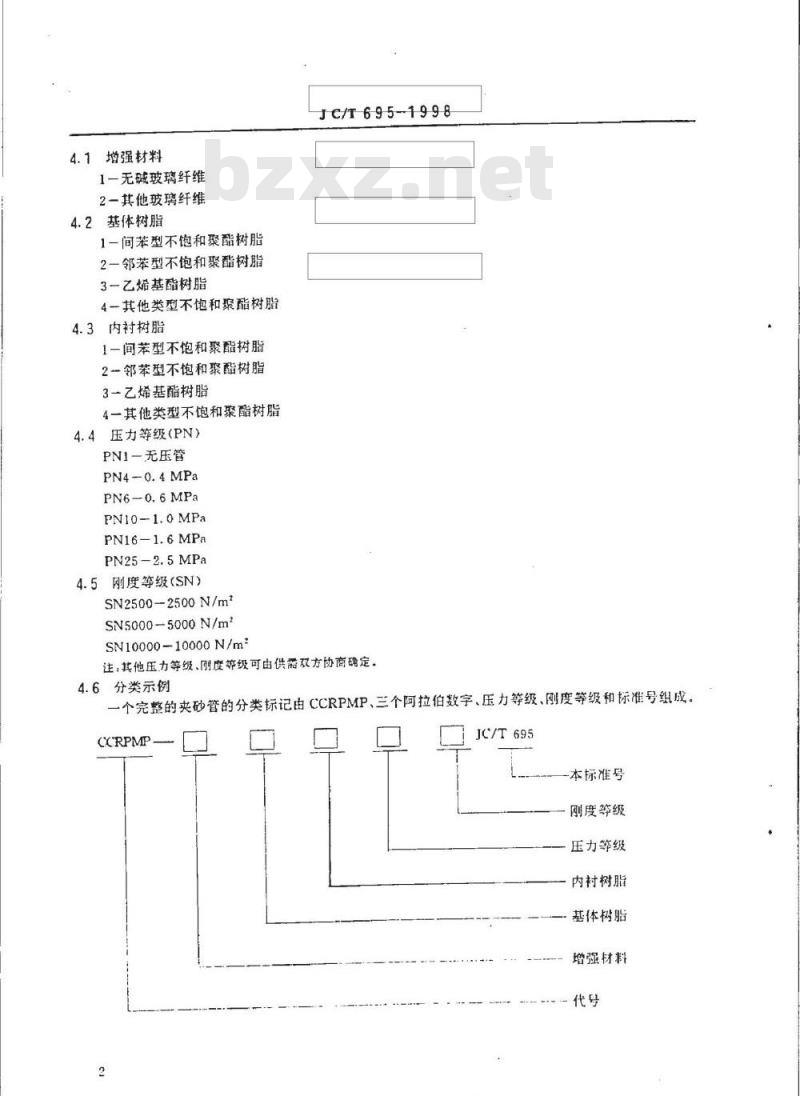 JC/T 695-1998 离心浇铸玻璃纤维增强不饱和聚酯树脂夹砂管