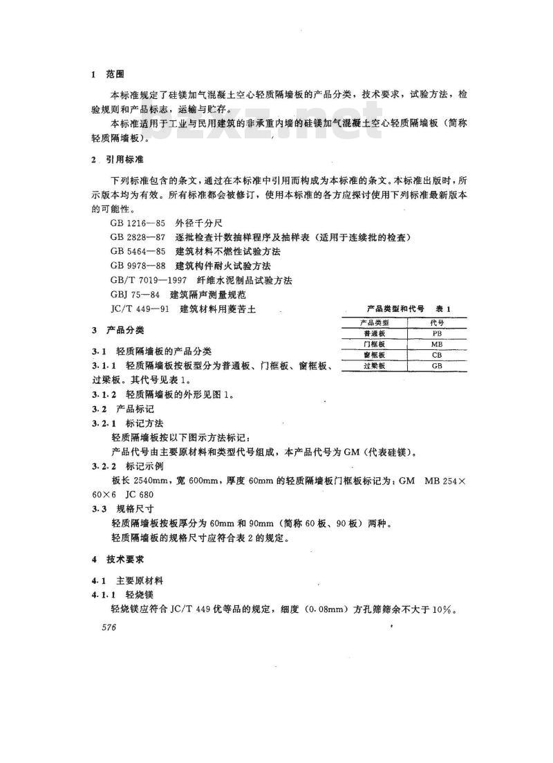 JC 680-1997 硅镁加气混凝土空心轻质隔墙板