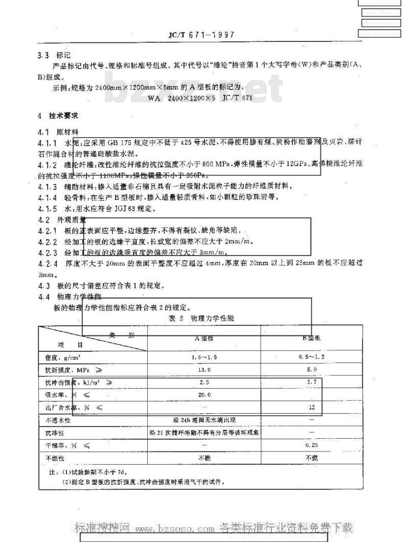 JC/T 671-1997 维纶纤维增强水泥平板