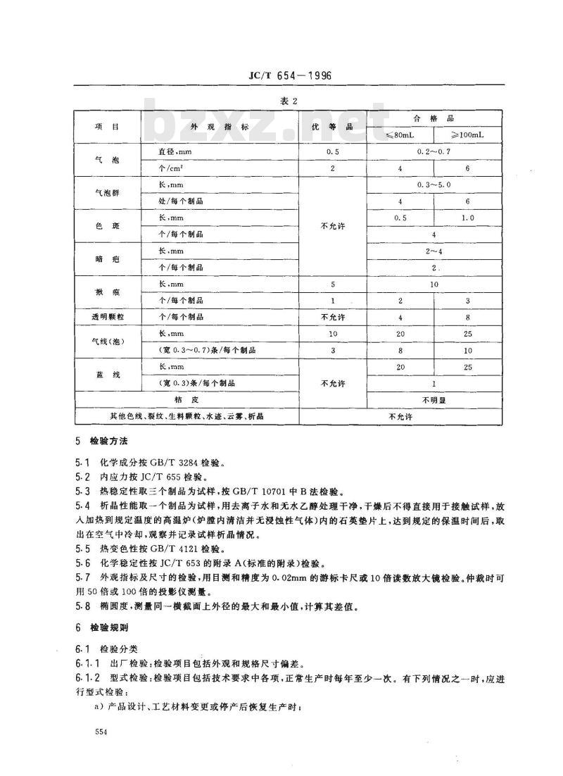 JC/T 654-1996 石英玻璃器皿 蒸发皿
