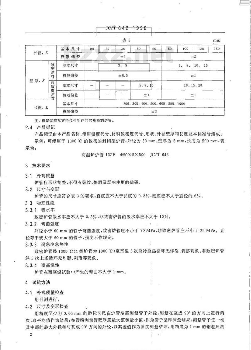 JC/T 642-1996 电阻炉炉管