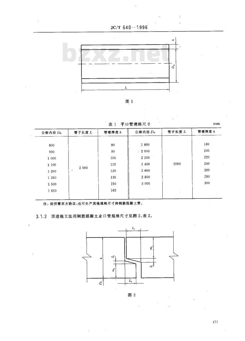 JC/T 640-1996 顶进施工法用钢筋混凝土排水管