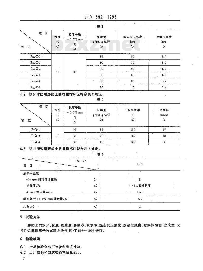 JC/T 592-1995 膨润土