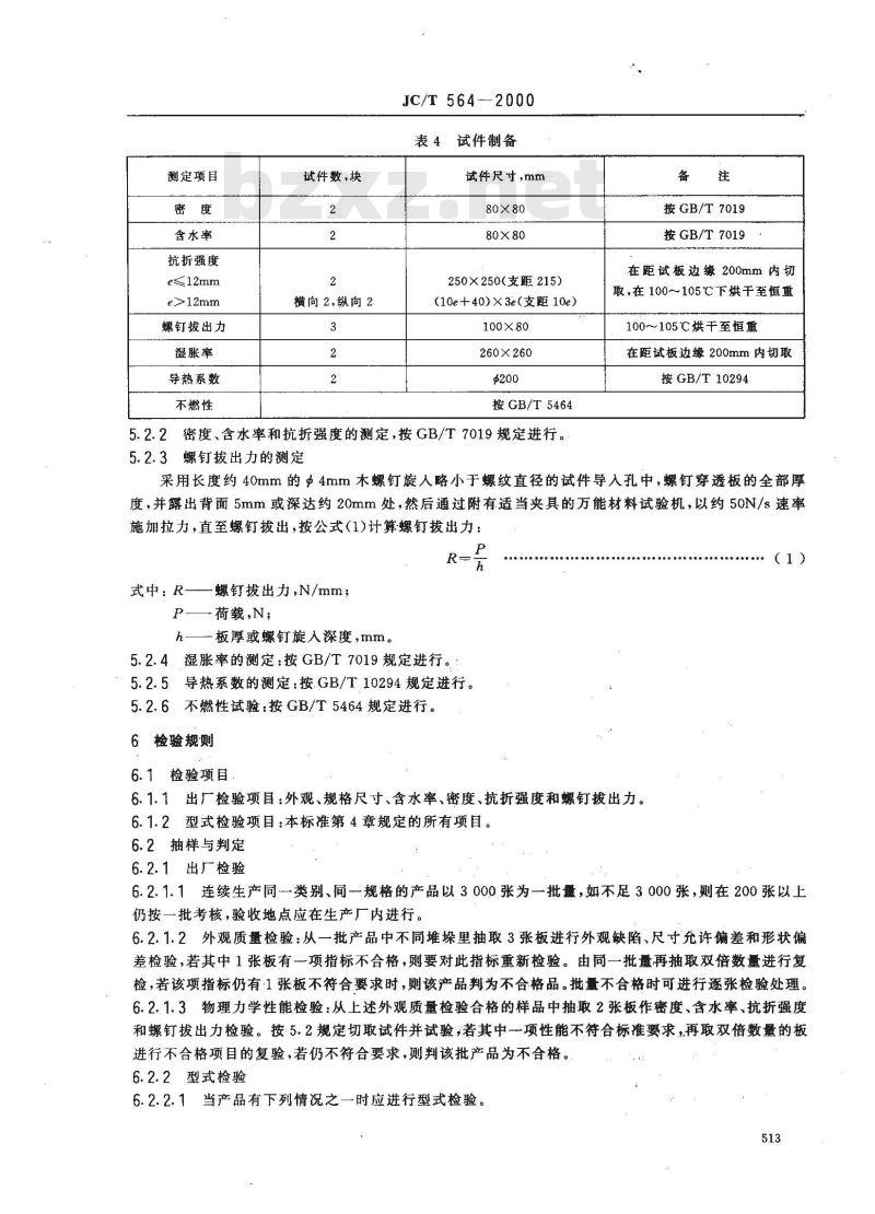 JC/T 564-2000 纤维增强硅酸钙板