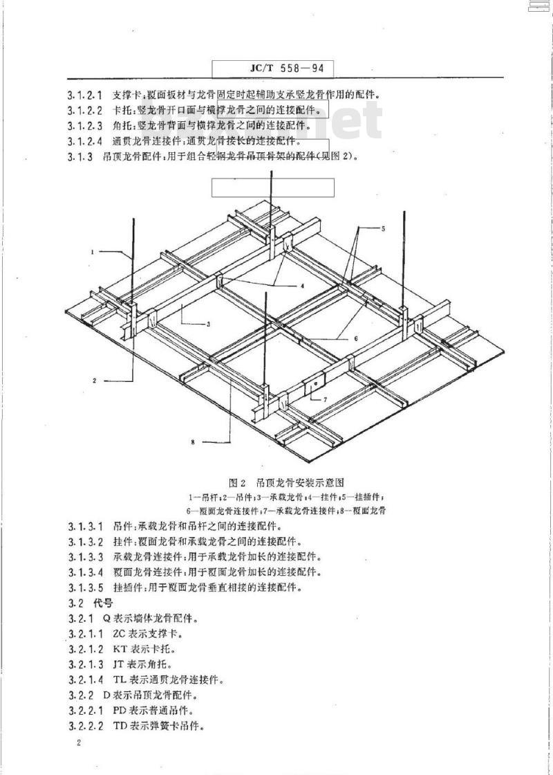 JC/T 558-1994 建筑用轻钢龙骨配件