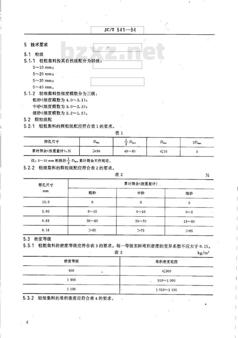 JC/T 541-1994 自燃煤矸石轻集料