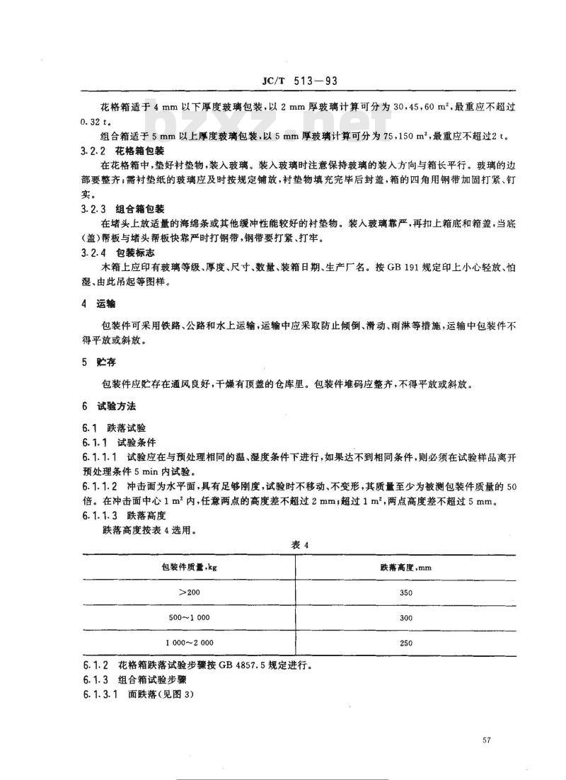 JC/T 513-1993 平板玻璃木箱包装