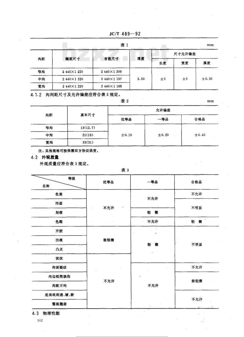 JC/T 489-1992 美铝曲面装饰板