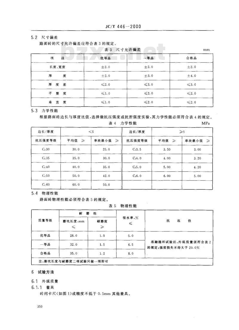 JC/T 446-2000 混凝土路面砖