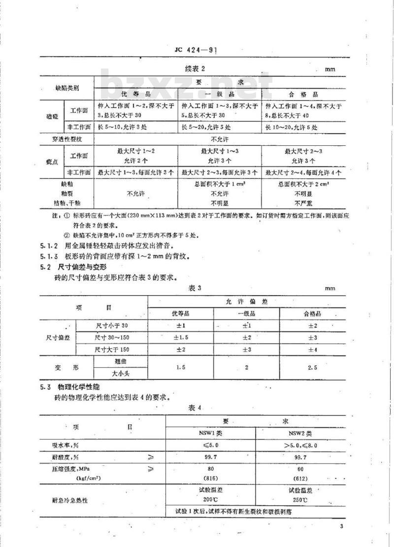 JC/T 424-2005 耐酸耐温砖
