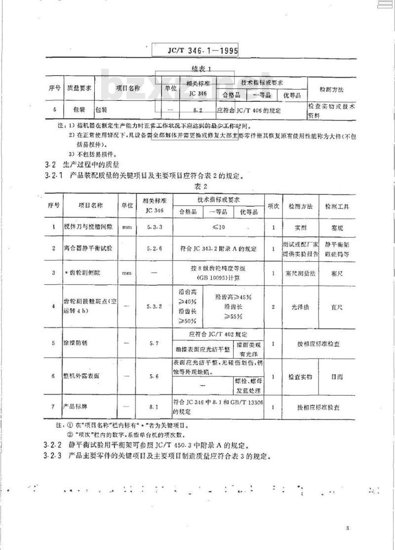 JC/T 346.1-1995 双轴搅拌机 产品质量分等