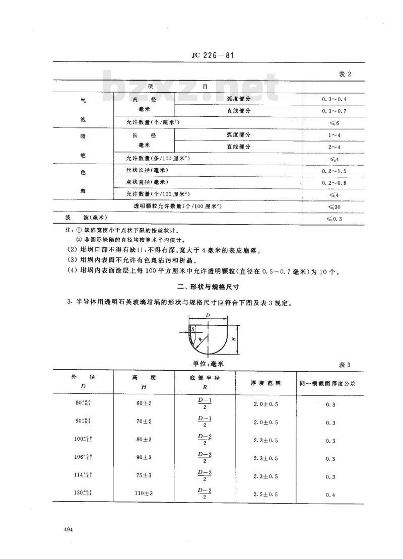 JC 226-1981(1996) QSG3透明石英玻璃坩埚
