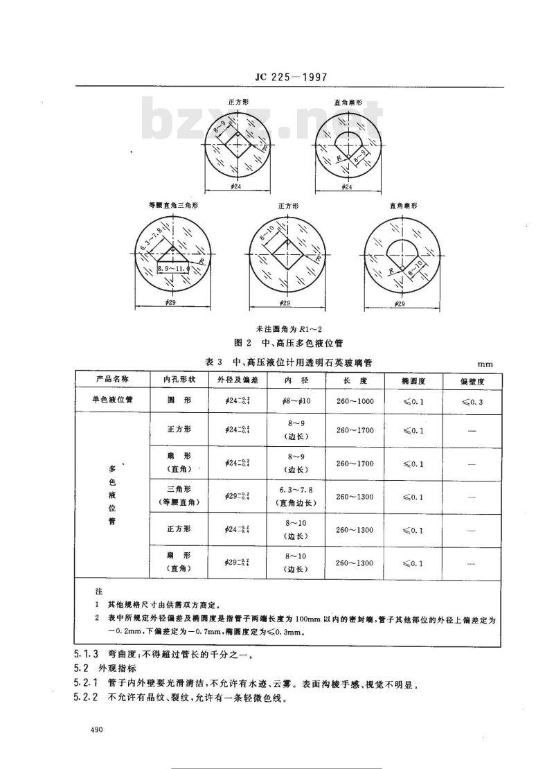 JC/T 225-1997 液位计用透明石英玻璃管