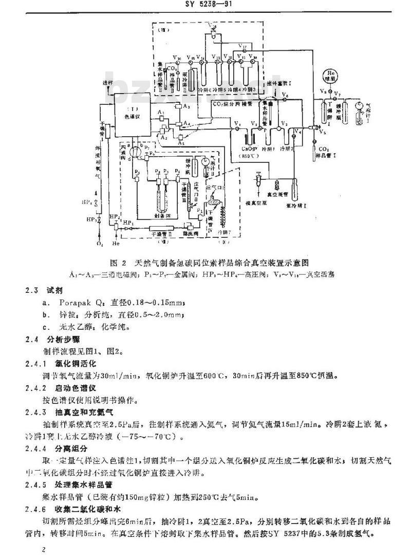 SY 5238-1991 天然气中氢碳氧同位素制样方法